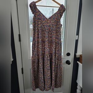 Old Navy Tiered Allday Fit And Flare Dress Wmn’s XL Maxi Ditsy Floral Girly